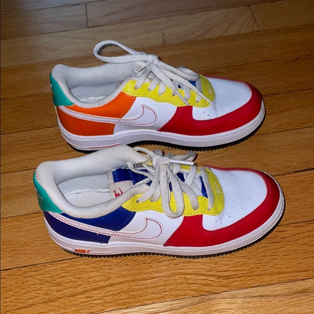 Nike Red and Yellow Force 1 Sneakers Vibrant Design
